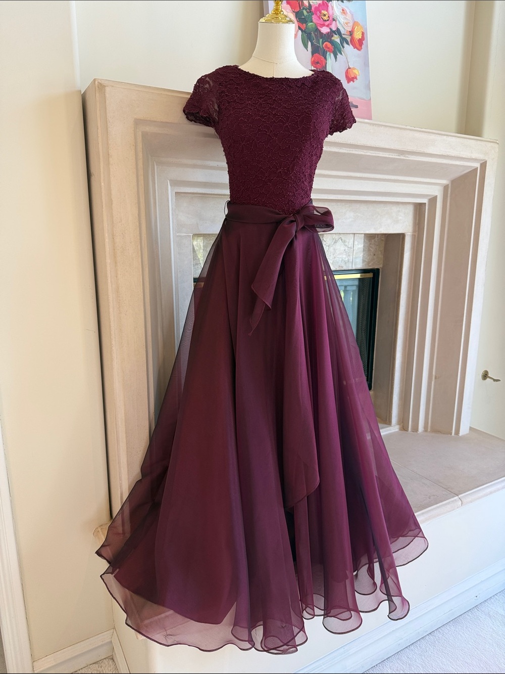 Collections Tiered Formal Dress Size 6 Zip-Back Sash Belt Bridesmaid Prom